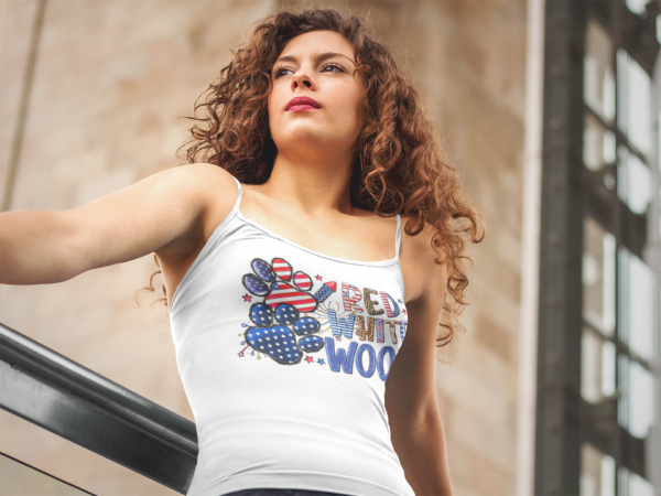 Dog Mom Tank Top - Red White Woof