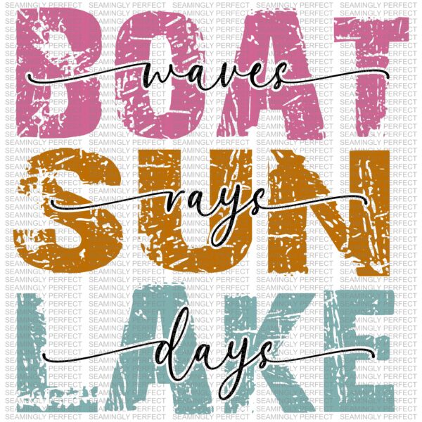 Boat Waves Sun Rays Lake Days Design