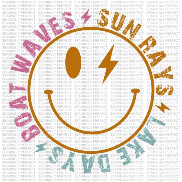 Boat Waves Sun Rays Lake Days Design - Image 2