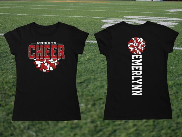 Team And Name Glitter Cheer T-Shirt (Customizeable)