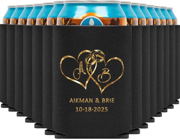 Custom Order - Wedding Can Koozies (Black)